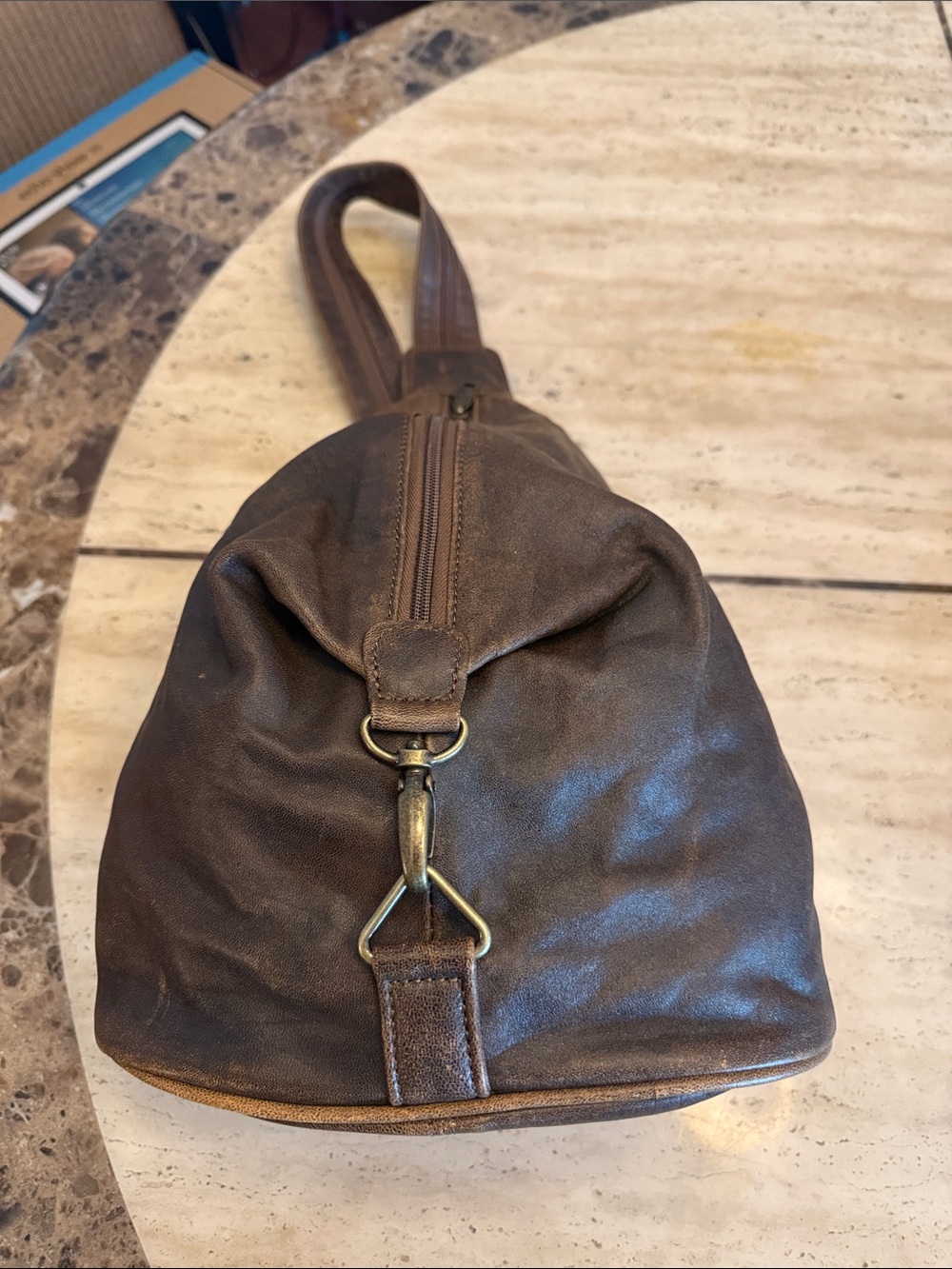 Scully Dark Brown Leather Sling Belt Bag